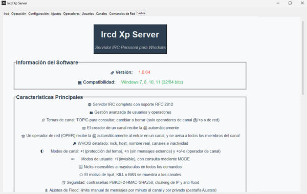 Ircd Xp Server, servidor personal de IRC